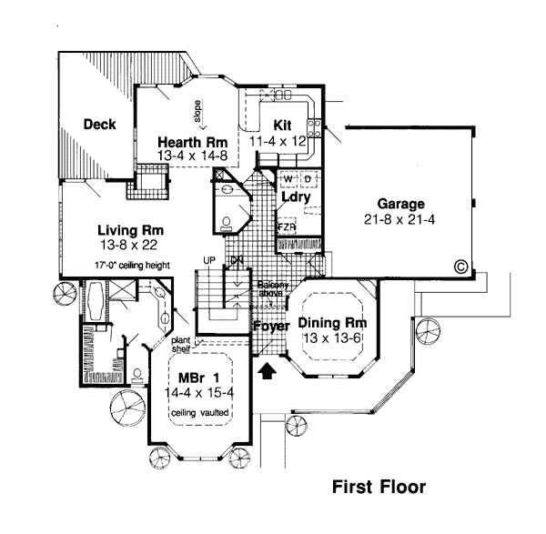First Floor Plan of Country   Farmhouse  Traditional   House Plan 20144
