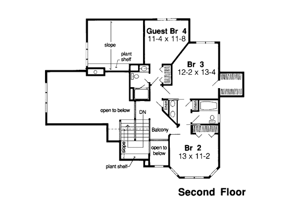 Second Floor Plan of Country   Farmhouse  Traditional   House Plan 20144