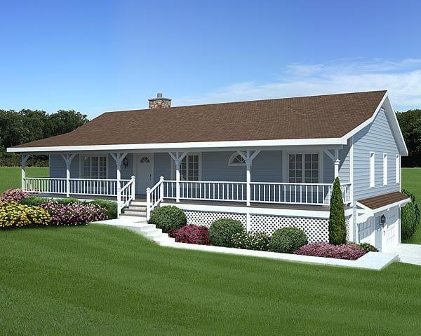 Front-Porch Ranch House (HWBDO00864) | Ranch House Plan from