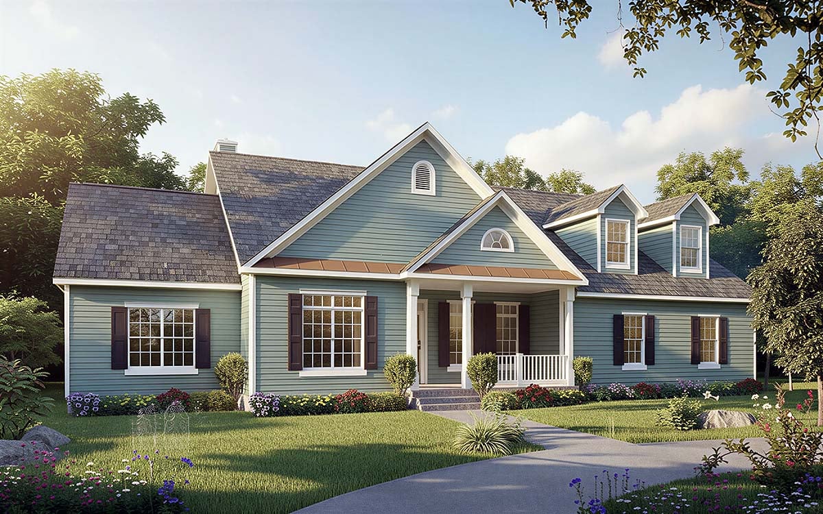 Elevation of Country   Ranch   Southern   Traditional   House Plan 24750