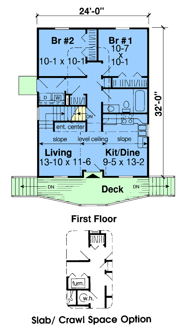 First Floor Plan of Cabin   Cottage   Vacation   House Plan 35007