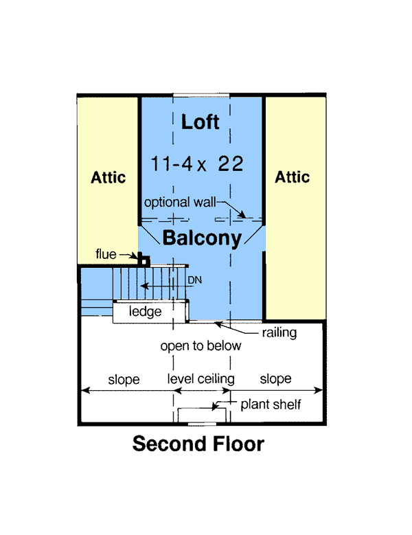 Second Floor Plan of Cabin   Cottage   Vacation   House Plan 35007