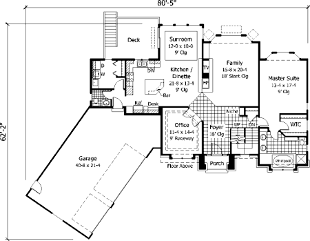First Floor Plan of European   House Plan 42148