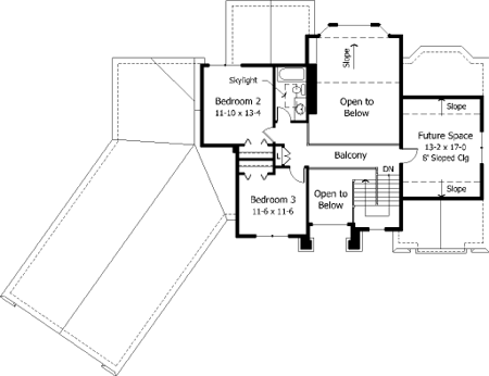 Second Floor Plan of European   House Plan 42148