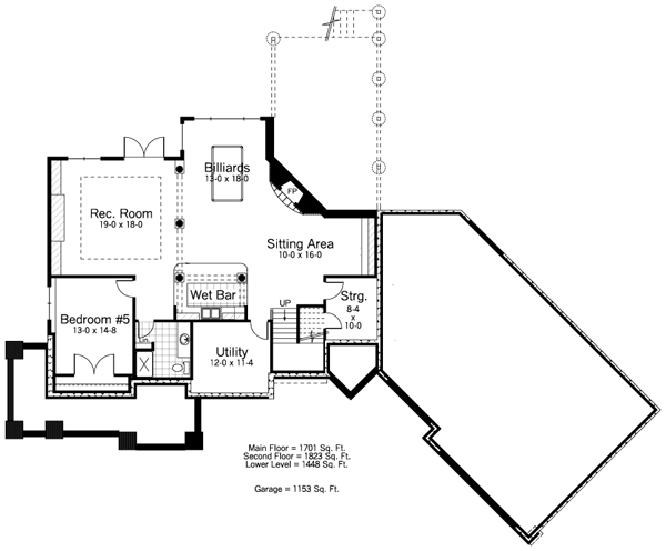 Lower Floor Plan of Traditional   House Plan 42522