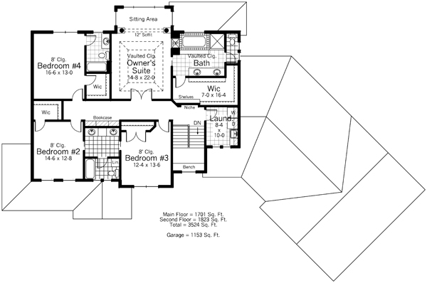 Second Floor Plan of Traditional   House Plan 42522