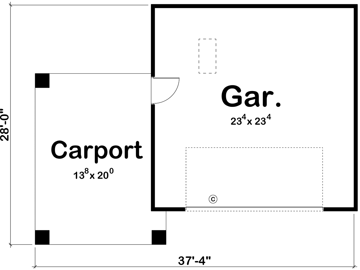 First Floor Plan of Craftsman   Traditional   Garage Plan 44133