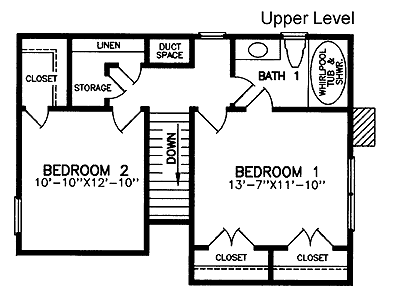 Second Floor Plan of Cabin   Narrow Lot   Vacation   House Plan 45237