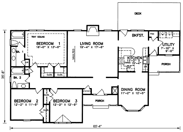 First Floor Plan of Traditional   House Plan 45469