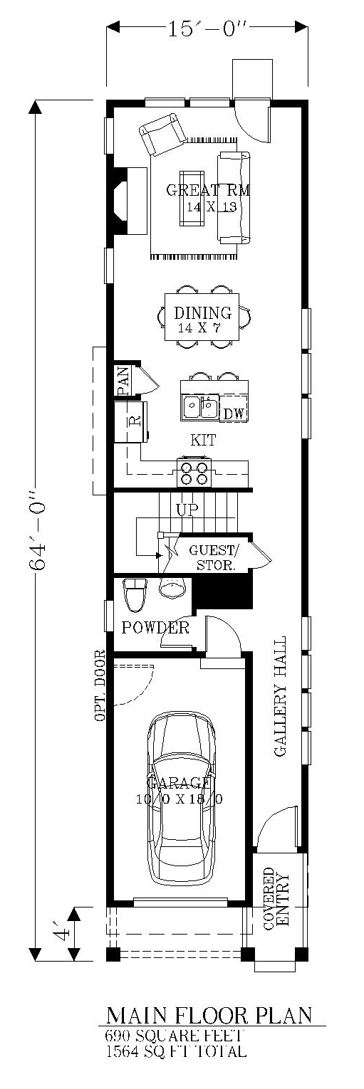 First Floor Plan of House Plan 46245