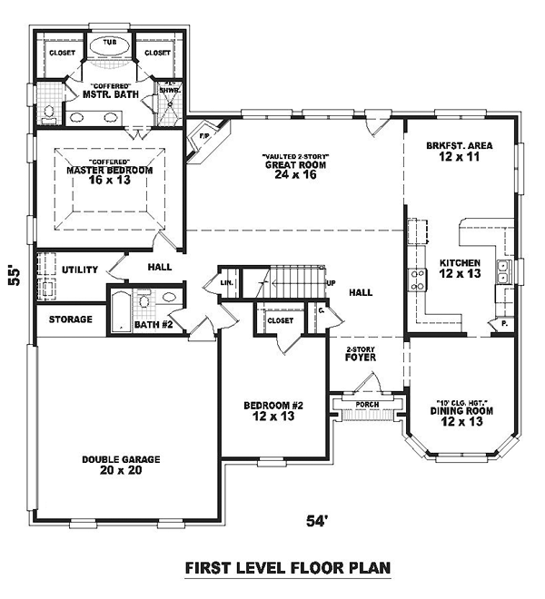 First Floor Plan of Traditional   House Plan 47013