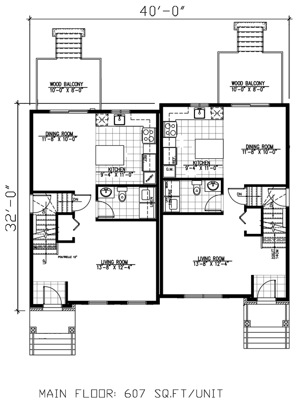 First Floor Plan of Narrow Lot   Multi-Family Plan 48046