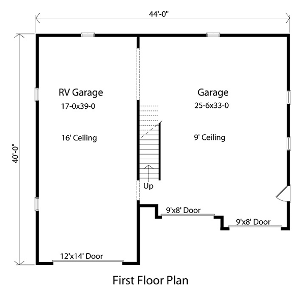 First Floor Plan of Traditional   Garage Plan 49030