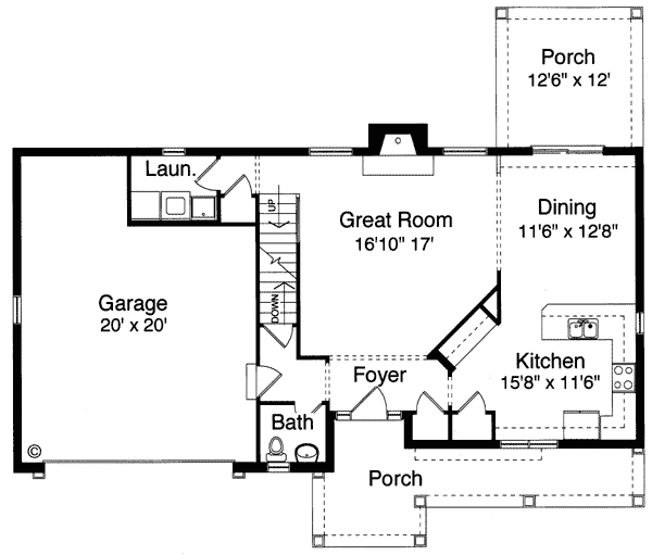 First Floor Plan of Bungalow   Country   House Plan 50006