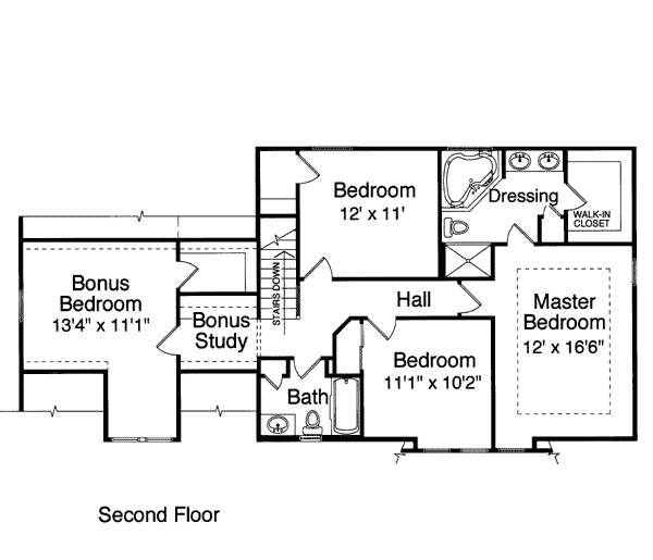 Second Floor Plan of Bungalow   Country   House Plan 50006
