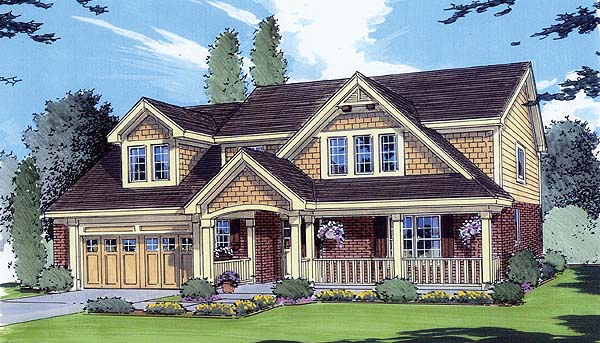Elevation of Bungalow   Country   House Plan 50006