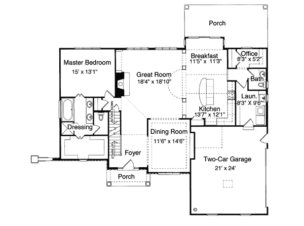 First Floor Plan of European   Traditional   House Plan 50039