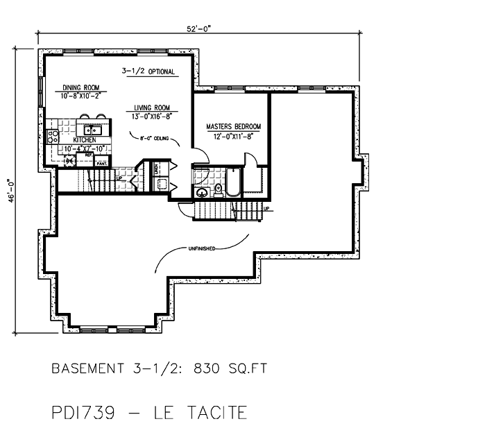 Lower Floor Plan of Colonial   House Plan 50313