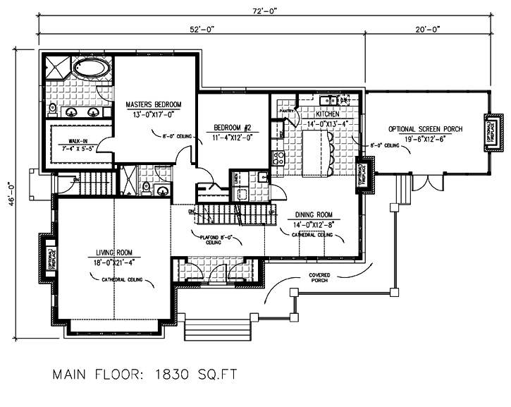 First Floor Plan of Colonial   House Plan 50313