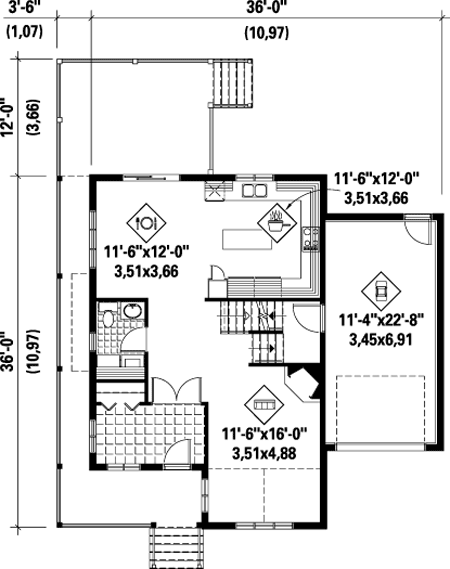 First Floor Plan of House Plan 52797