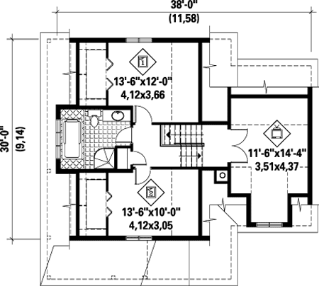 Second Floor Plan of House Plan 52797
