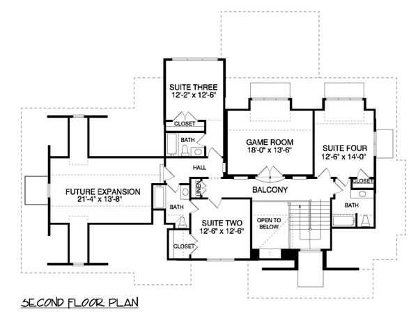 Second Floor Plan of Cape Cod   Craftsman   House Plan 53851