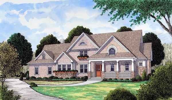 Elevation of Cape Cod   Craftsman   House Plan 53851
