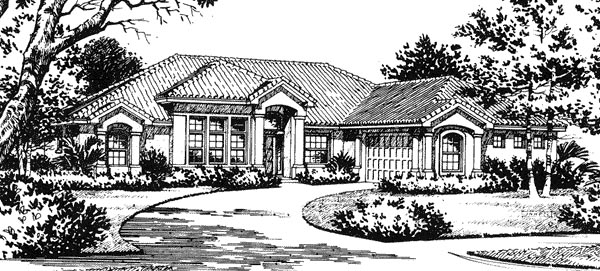 Elevation of Florida   Mediterranean   House Plan 54801