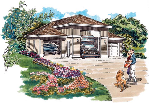 Elevation of European   Garage Plan 55539