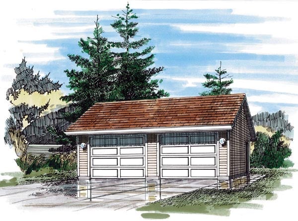 Elevation of Ranch   Garage Plan 55540