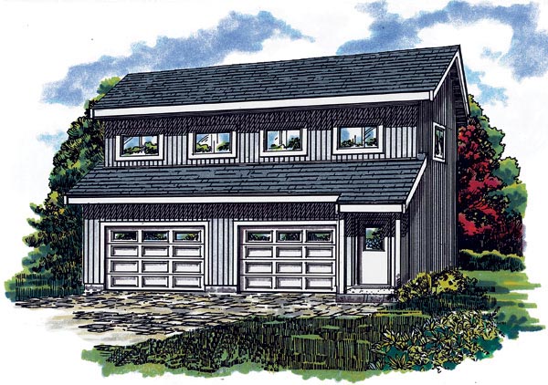 Elevation of Contemporary   Garage Plan 55550
