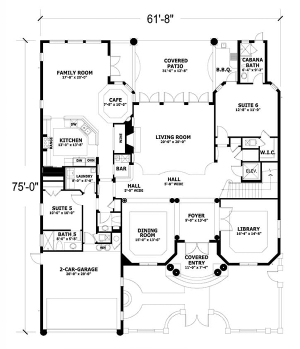 First Floor Plan of Mediterranean   House Plan 55779