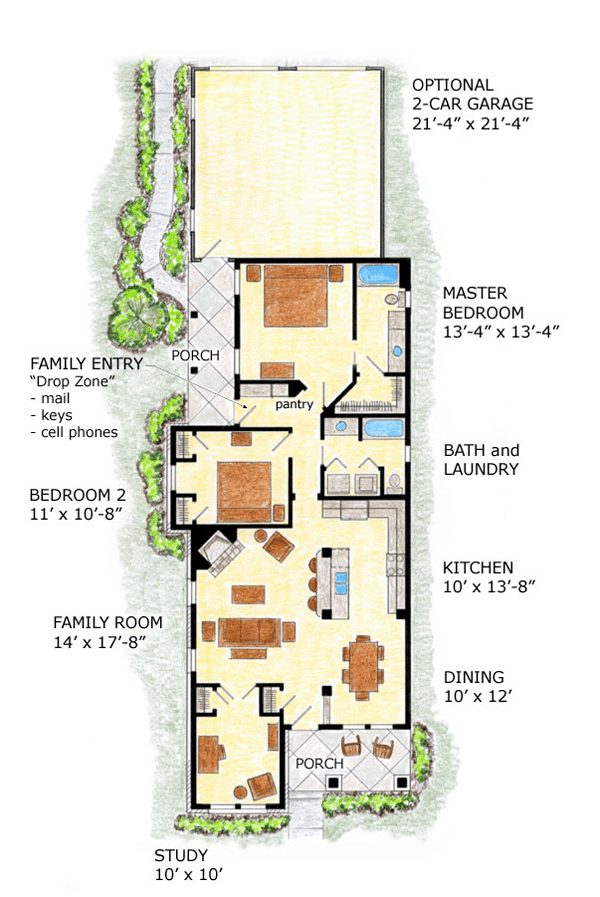 Farmhouse Plans: Narrow Lot House Plans