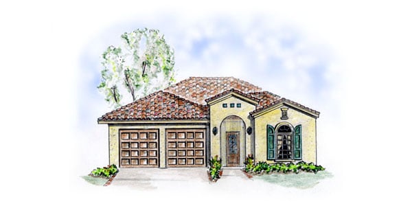 Elevation of Florida   Mediterranean   Southwest   House Plan 56510