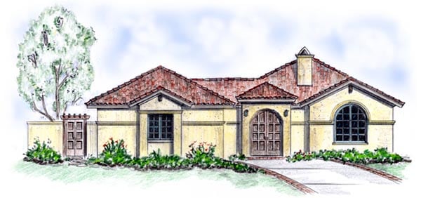 Elevation of Florida   Mediterranean   Southwest   House Plan 56530