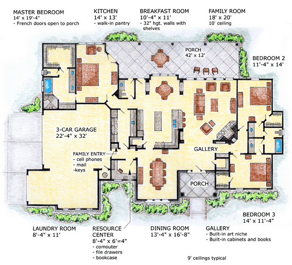 First Floor Plan of Ranch   Traditional   House Plan 56536