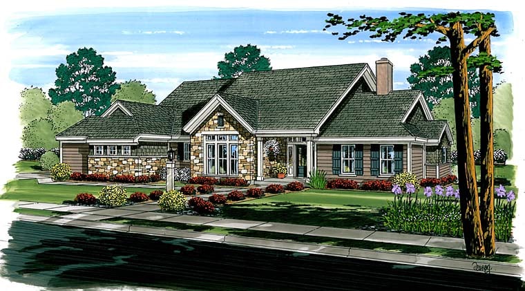 Elevation of Ranch   Traditional   House Plan 56536