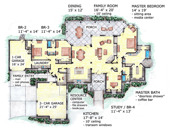 First Floor Plan of European   House Plan 56539