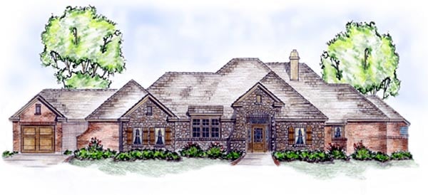 Elevation of European   House Plan 56539