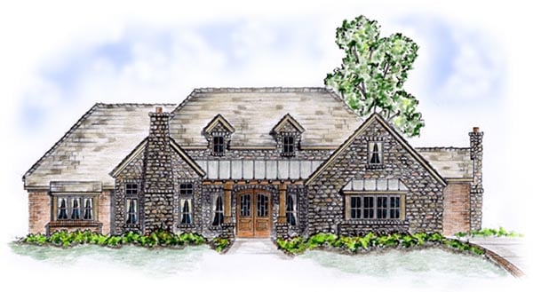 Elevation of European   House Plan 56541