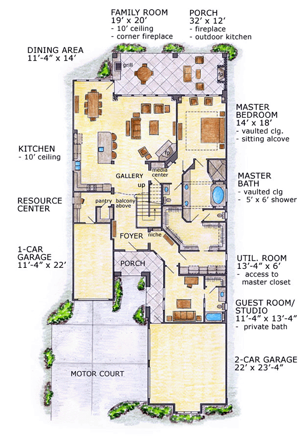 First Floor Plan of European   House Plan 56545