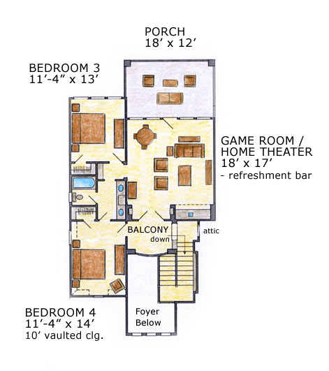Second Floor Plan of European   House Plan 56545