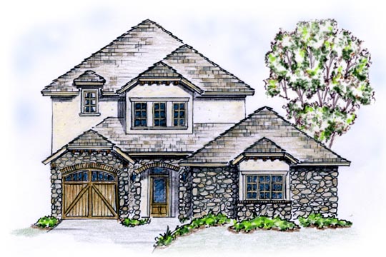 Elevation of European   House Plan 56545