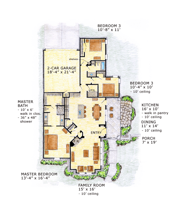 First Floor Plan of House Plan 56553