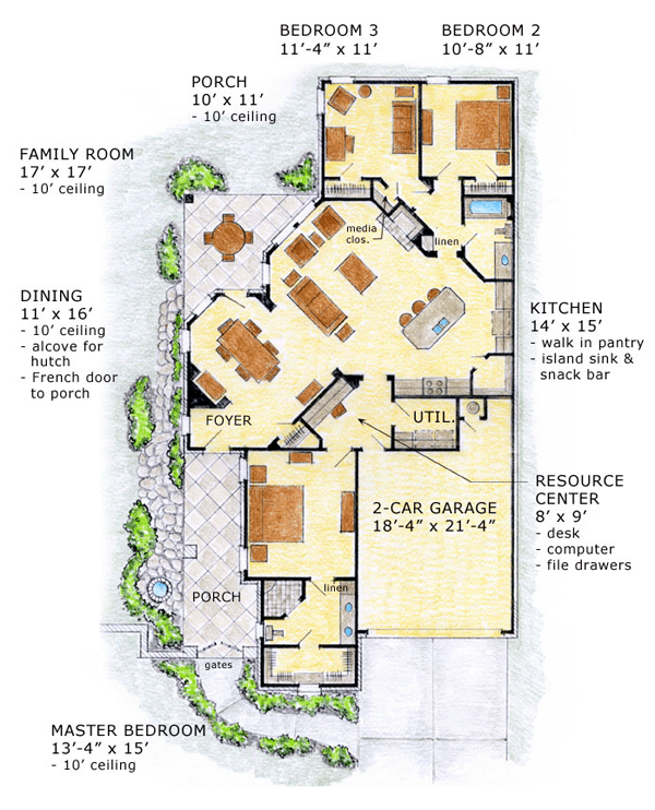 First Floor Plan of House Plan 56554