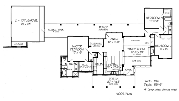 First Floor Plan of Country   Farmhouse  Traditional   House Plan 56566