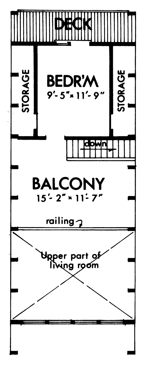 Second Floor Plan of A-Frame   Narrow Lot   Vacation   House Plan 57547