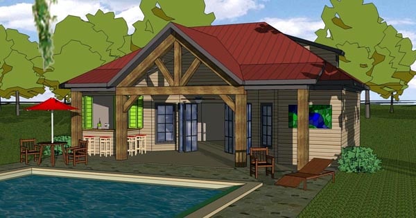 Elevation of Coastal   Cottage   Southern   Vacation   House Plan 57845