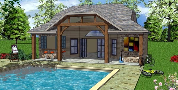 Elevation of Coastal   Cottage   Craftsman   Vacation   House Plan 57857
