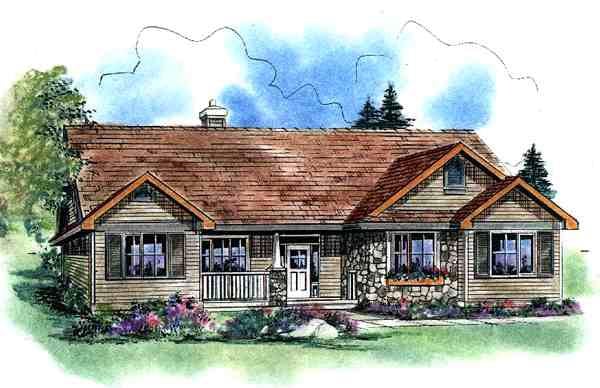 Elevation of Craftsman   House Plan 58533